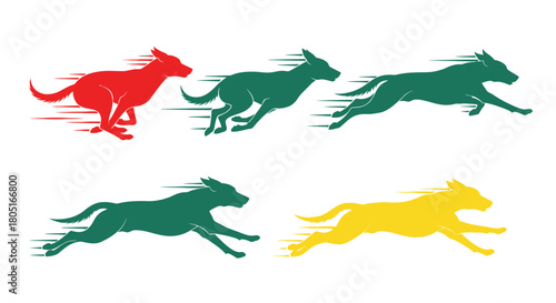 Photography Colorful running dogs illustration with speed lines and vibrant modern design