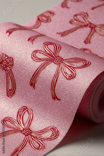 Beautifully Wrapped Gift With Red Ribbon and Butterfly Design for Special Occ...