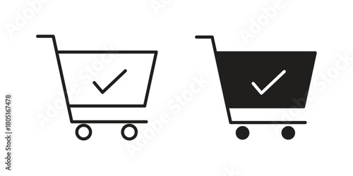 Shopping cart check icon concept vector illustration. logotype icon designs