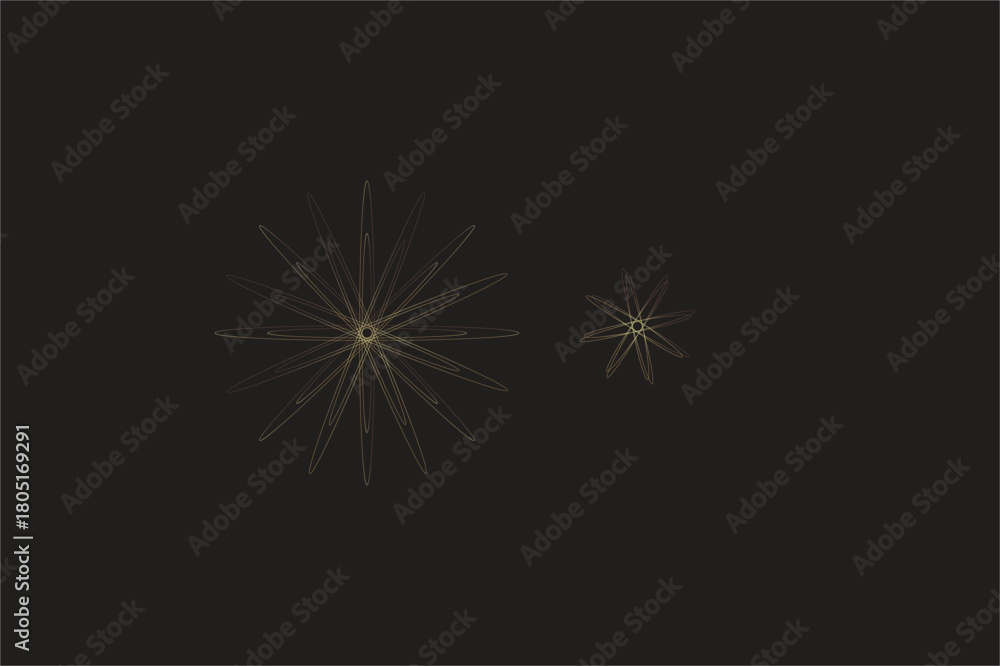Fototapeta premium Golden Star Light Burst on Black Background