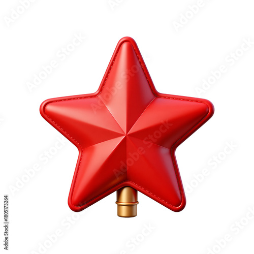 red velvet tree topper star with gold trim 3D Icon – Glossy Minimal Emoji Style, Isolated PNG object