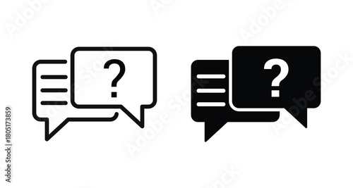 Comment question vector illustration icon set. flat and stroke style Collection. Text chat icon designs.