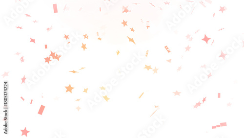 Scattered colorful star shaped confetti and small abstract shapes isolated on transparent background for festive celebrations and party decorations