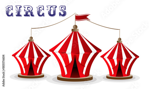 red and white circus tents illustration