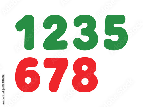A set of numbers displayed in green and red on a white background.