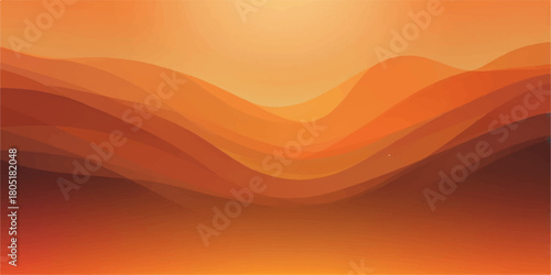 Abstract orange and red wave pattern vector illustration background texture with light gradient lines and sun concept art design