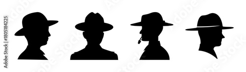 Four men's hat silhouettes: varied profiles and front views