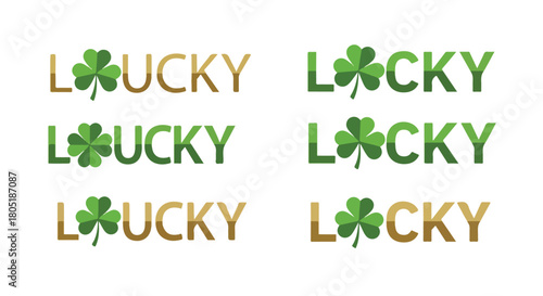 Lucky clover leaf with text, isolated with transparent background
