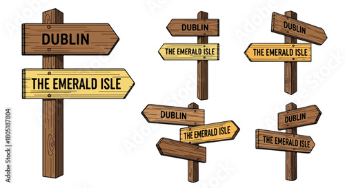 Photography Dublin and Emerald Isle road signs with transparent background