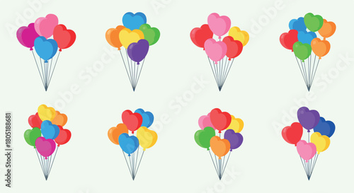 Colorful balloon bunches for celebration and party