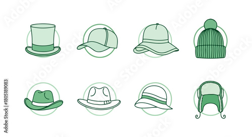 Various hats collection with transparent background