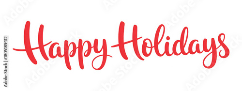HAPPY HOLIDAYS red brush calligraphy banner on transparent background
