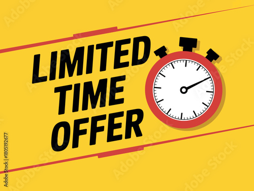Limited time offer graphic with stopwatch symbolizing urgency and promotion