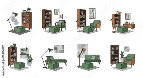 Cozy living room furniture set in various arrangements