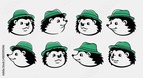 Hedgehog character headshots with transparent background