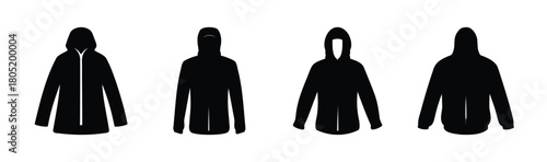 Set of diverse hooded jacket silhouettes for apparel design