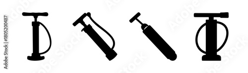 Air pump silhouette set for inflation tasks and equipment