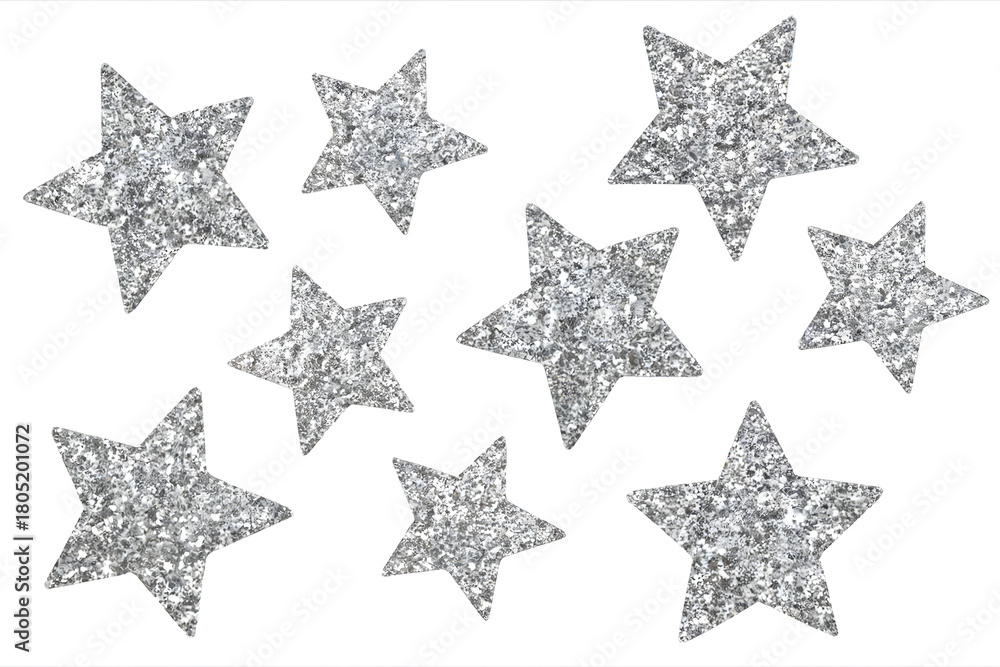 Obraz premium Textured Silver Stars on Transparent Background