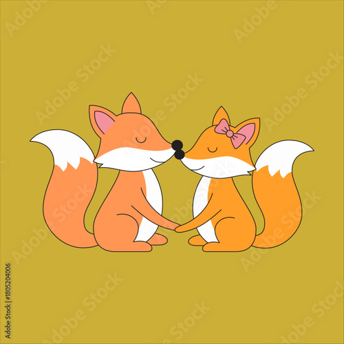 Two fox loving each other .