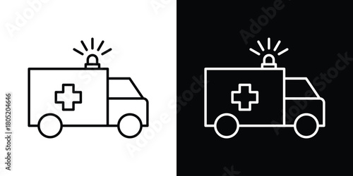 Ambulance icon. Outline symbol for Website UI