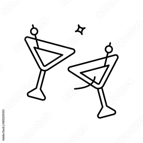 New Year Toast icon clean and modern vector illustration