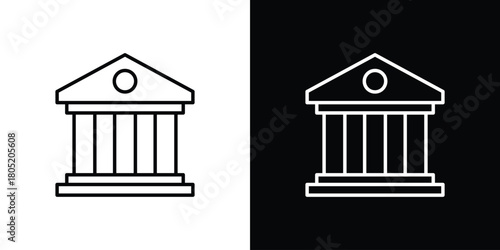 Bank icon. Outline symbol for Website UI