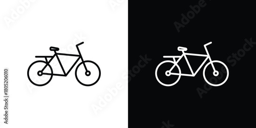 Biking mountain icon. Outline symbol for Website UI