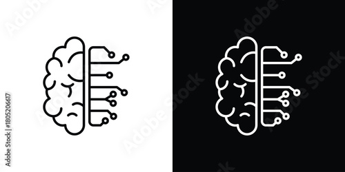 Brain circuit icon. Outline symbol for Website UI