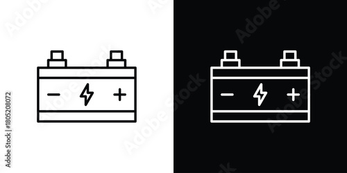 Car battery icon. Outline symbol for Website UI
