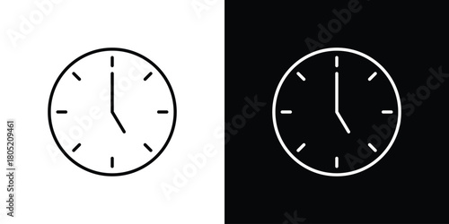 Clock-five icon. Outline symbol for Website UI