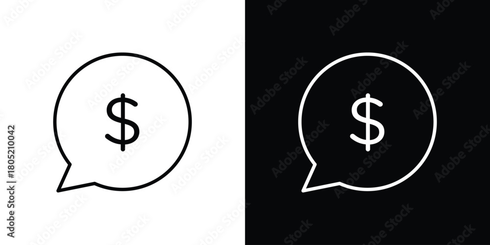 Naklejka premium Comment dollar icon. Outline symbol for Website UI