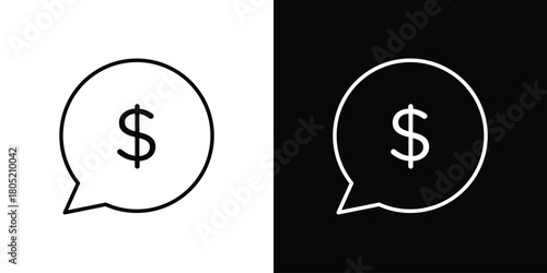 Comment dollar icon. Outline symbol for Website UI