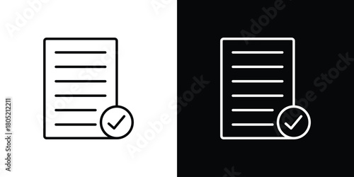 Document accept icon. Outline symbol for Website UI