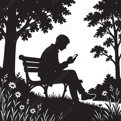 Smartphone addiction silhouette vector