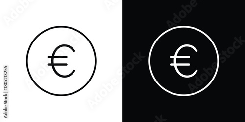 Euro icon. Outline symbol for Website UI