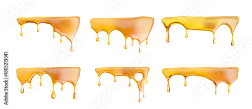 Valokuva Gooey honey melt oil and caramel vector with drip background syrup and flow