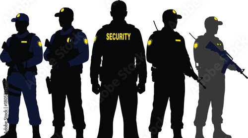 Security guard team vector illustration for protection and law enforcement agencies and private security firms