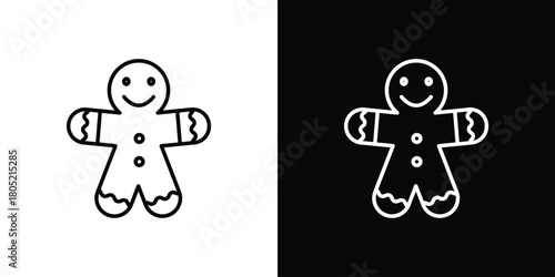 Gingerbread man icon. Outline symbol for Website UI