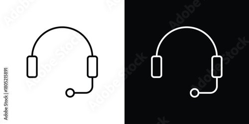 Headset icon. Outline symbol for Website UI