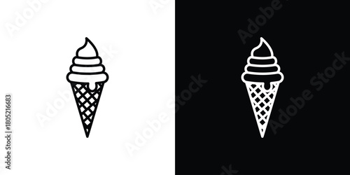 Ice cream icon. Outline symbol for Website UI
