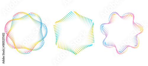 Valokuva Vibrant multicolor gradient halftone circle frames