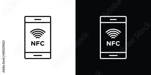 NFC communication icon. Outline symbol for Website UI