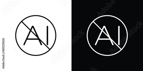 No ai sign icon. Outline symbol for Website UI