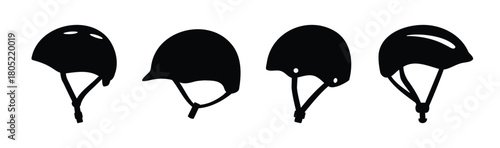 Collection of diverse sport and protective headgear silhouettes