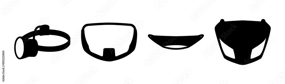 Motorcycle and vehicle lighting components silhouette set