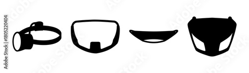 Motorcycle and vehicle lighting components silhouette set