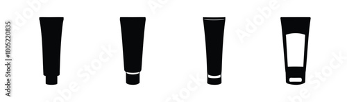 Set of cosmetic tubes silhouettes for various products