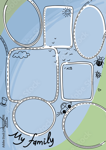 Canvas-taulu Frame for decorating children's and family photographs in doodle style