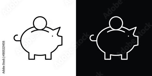 Piggy bank icon. Outline symbol for Website UI
