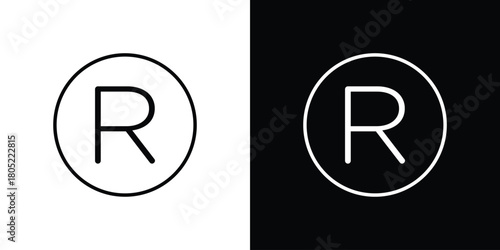 Registered icon. Outline symbol for Website UI